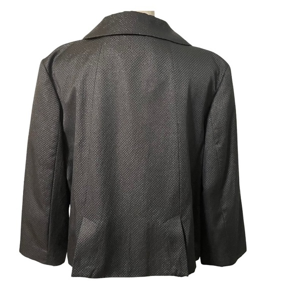 STYLE & CO Black Dressy Crop Coat Blazer Sparkly Shine Buttoned Pleated, 18 - Picture 2 of 14